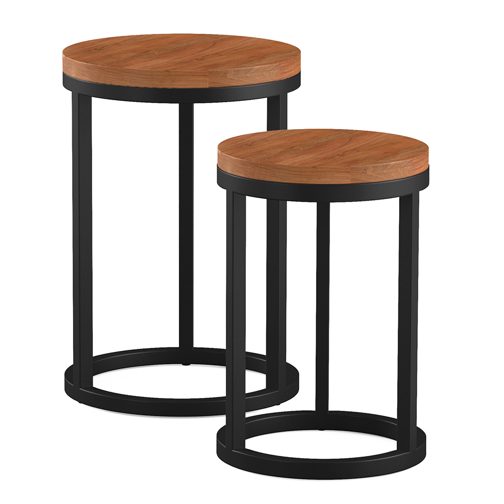 Qimera Round Acacia Wood Nest Of 2 Tables