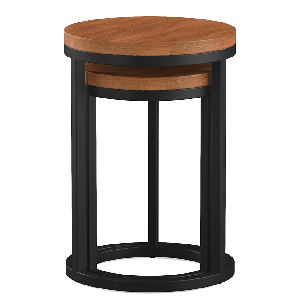 Qimera Round Acacia Wood Nest Of 2 Tables
