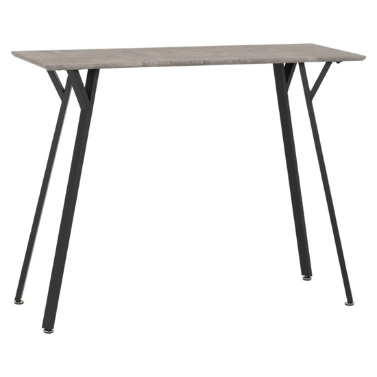 Qinson Wooden Bar Table In Concrete Effect 2 Grey Bar Chairs