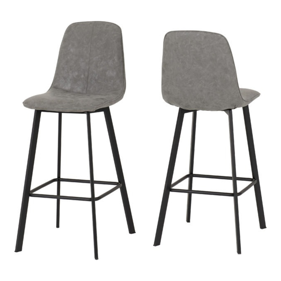 Qinson Wooden Bar Table In Concrete Effect 2 Grey Bar Chairs
