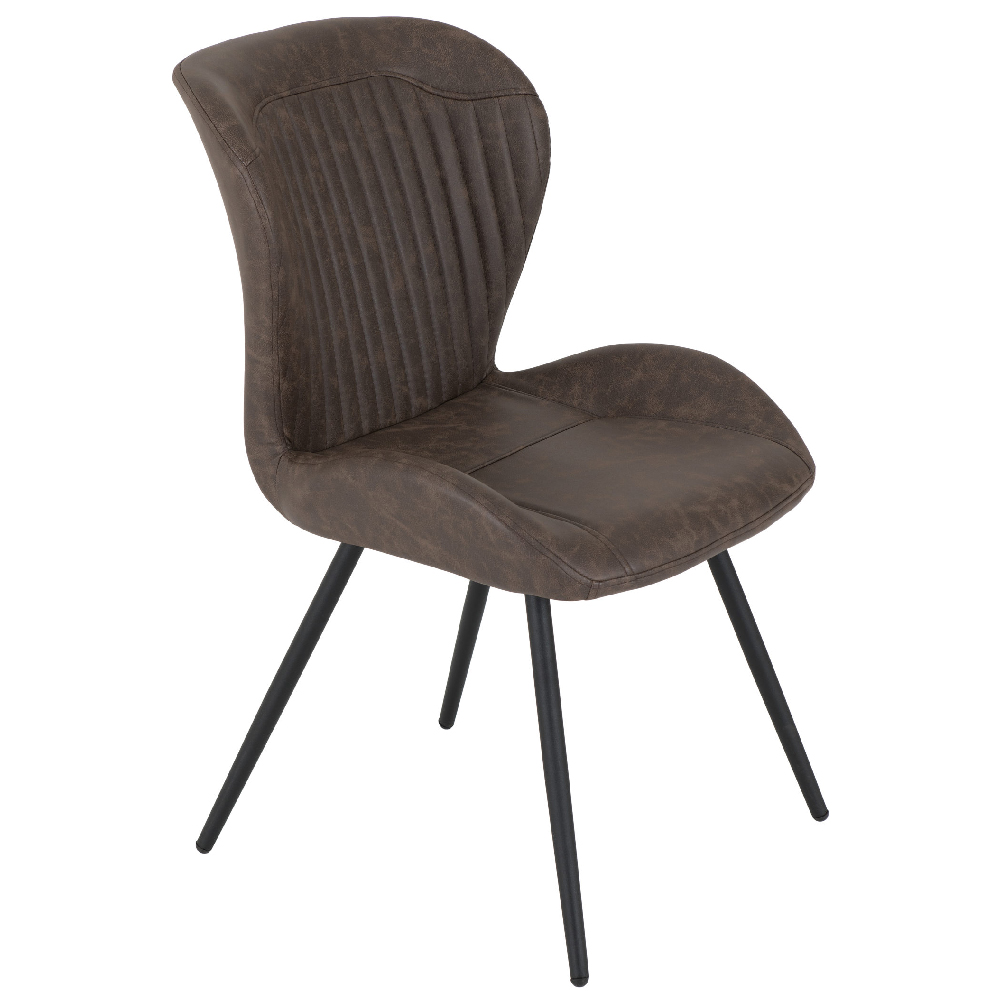 Qinson Brown Faux Leather Dining Chairs In Pair