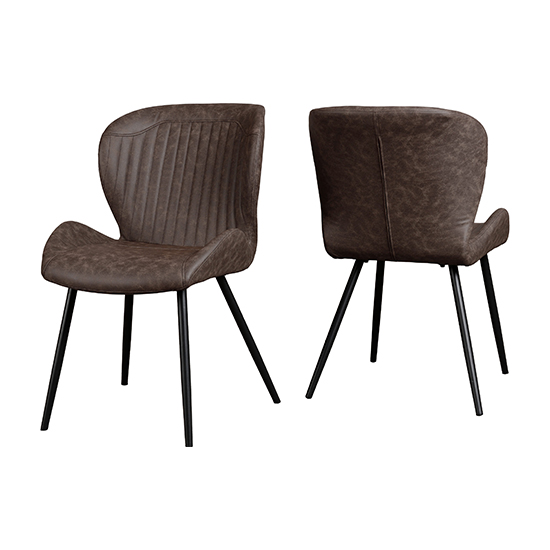 Read more about Qinson brown faux leather dining chairs in pair