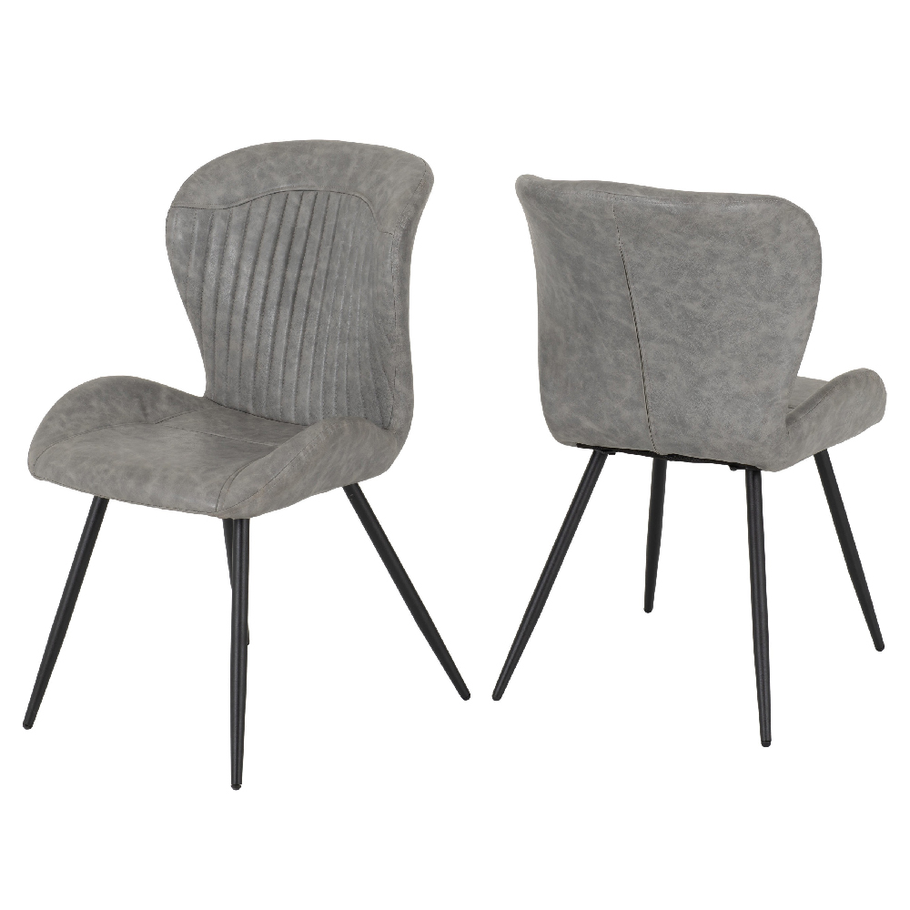 Qinson Concrete Effect Dining Table With 4 Chairs In Grey