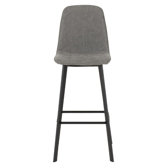 Qinson Grey Faux Leather Bar Chairs In Pair