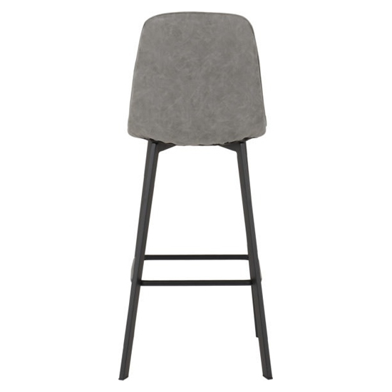 Qinson Grey Faux Leather Bar Chairs In Pair