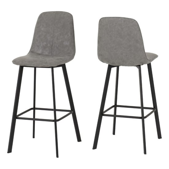 Read more about Qinson grey faux leather bar chairs in pair