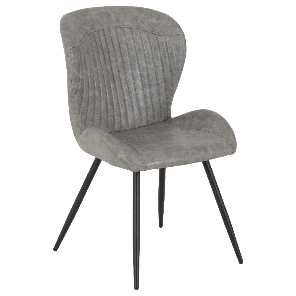 Qinson Grey Faux Leather Dining Chairs In Pair