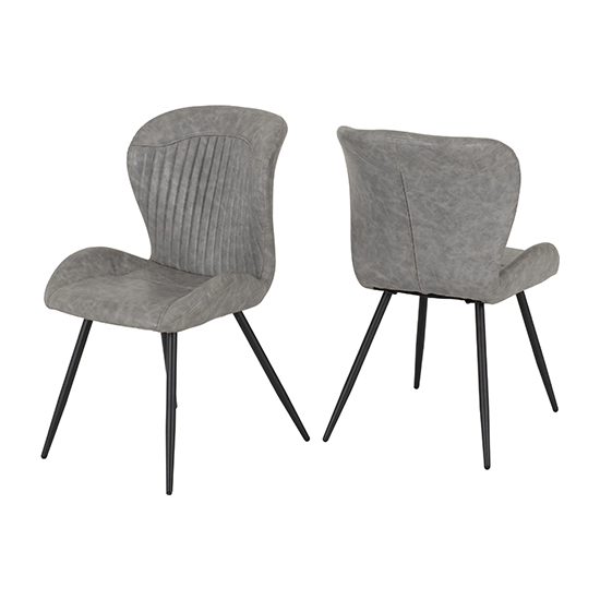 Read more about Qinson grey faux leather dining chairs in pair
