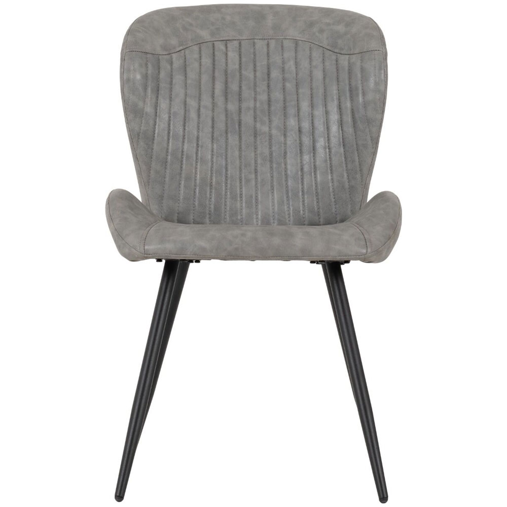 Qinson Round Black Wooden Dining Table with 4 Grey Faux Leather Chairs