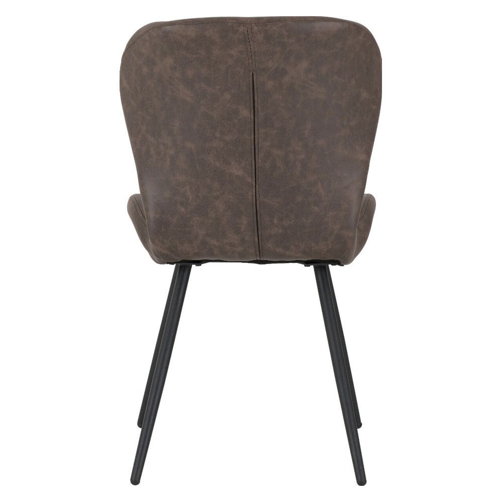 Qinson Round Medium Oak Wooden Dining Table with 4 Brown Faux Leather Chairs