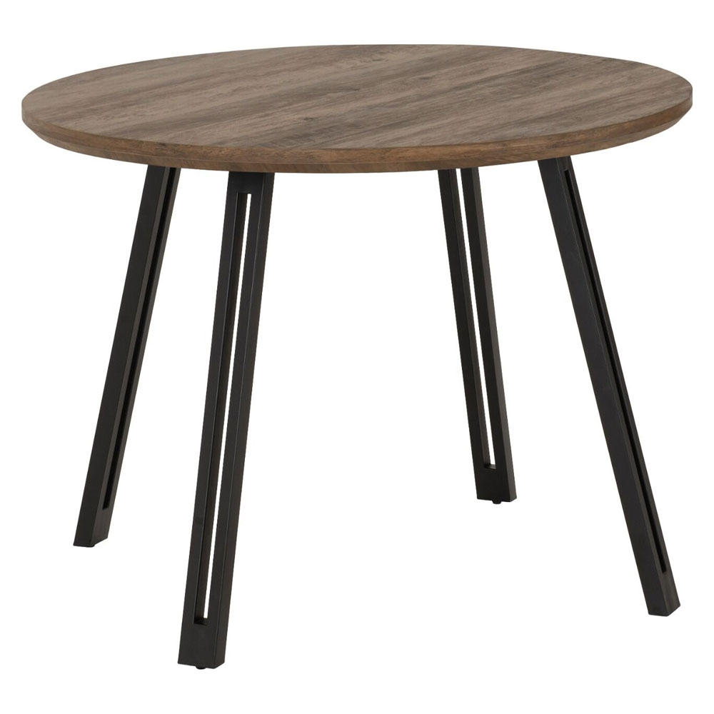 Qinson Round Wooden Dining Table in Medium Oak