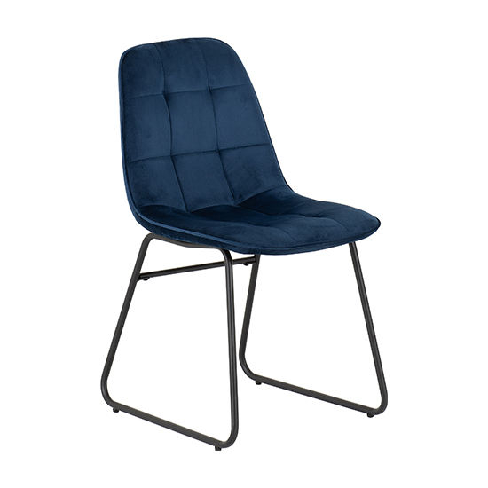 Qinson Straight Edge Dining Table With 4 Lyster Blue Chairs
