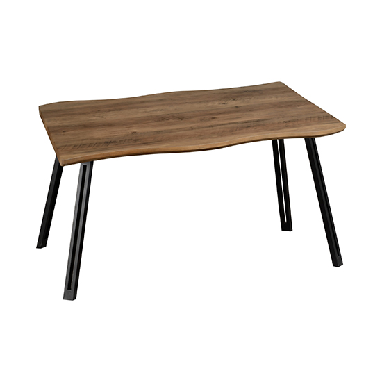 Qinson Wave Edge Dining Table With 4 Avah Grey Chairs