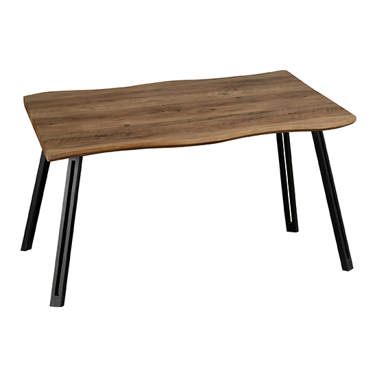 Qinson Wave Edge Dining Table With 4 Lyster Blue Chairs_2