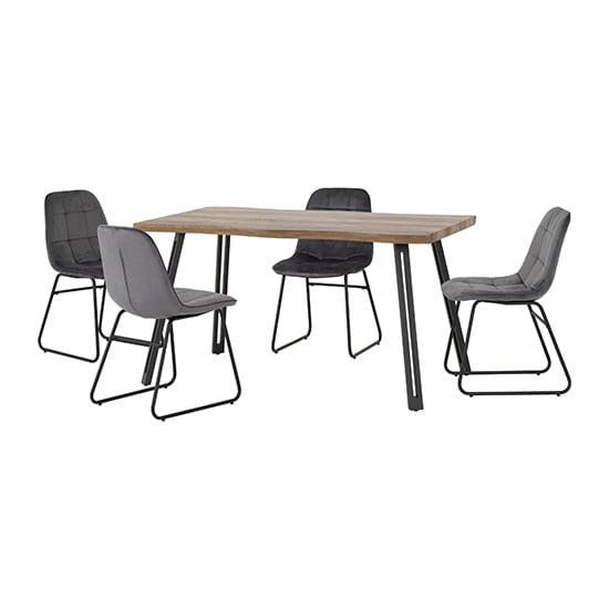 Product photograph of Qinson Wave Edge Dining Table With 4 Lyster Grey Chairs from Furniture in Fashion