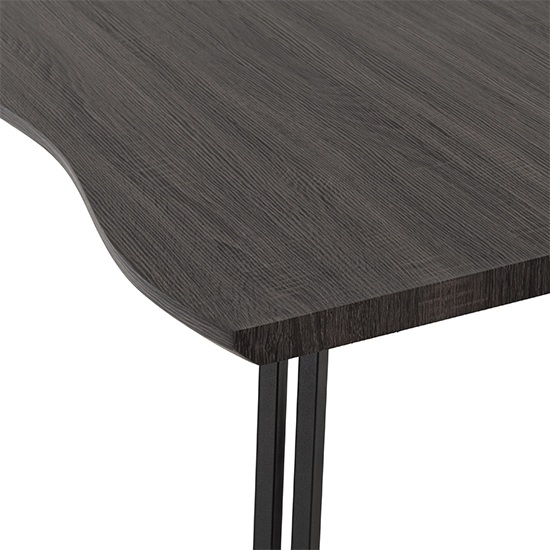 Qinson Wooden Wave Edge Dining Table In Black Wood Grain
