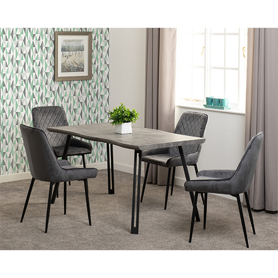 Qinson Wooden Wave Edge Dining Table In Concrete Effect