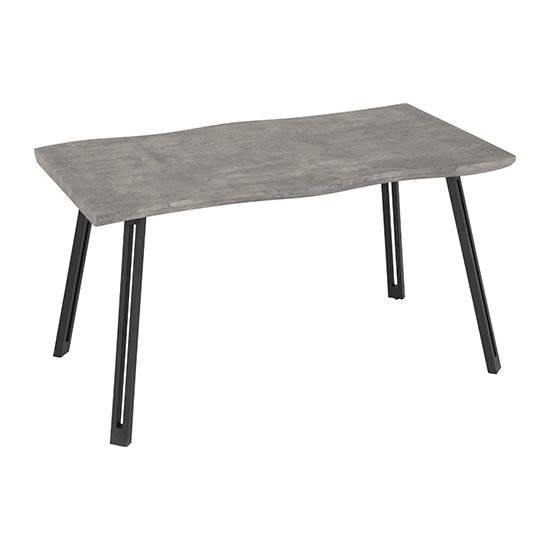 Photo of Qinson wooden wave edge dining table in concrete effect