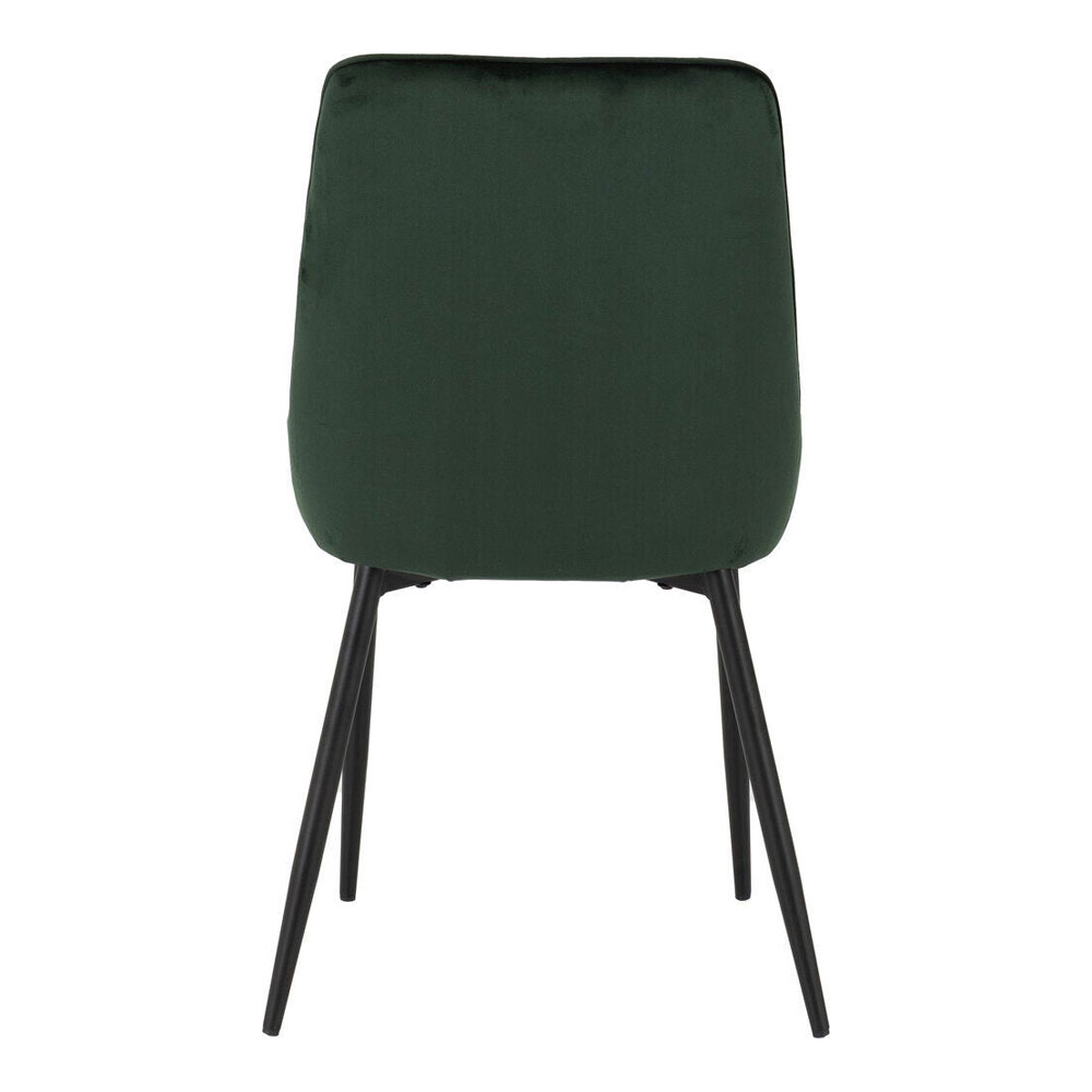 Qinson Wave Edge Oak Wooden Dining Table with 4 Avah Emerald Green Velvet Chairs