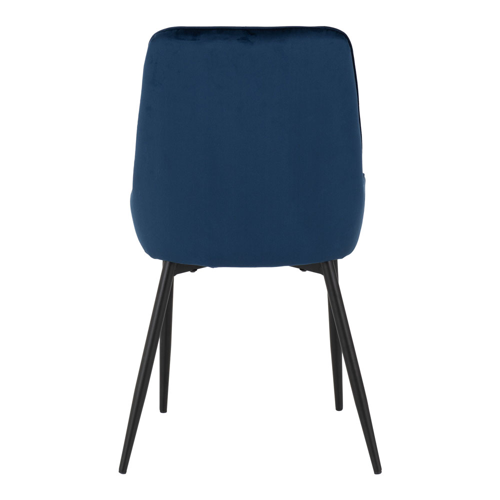 Qinson Wave Edge Oak Wooden Dining Table with 4 Avah Sapphire Blue Velvet Chairs