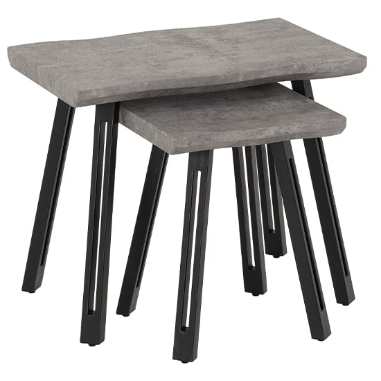 Photo of Qinson wave edge set of 2 nest of tables in concrete effect