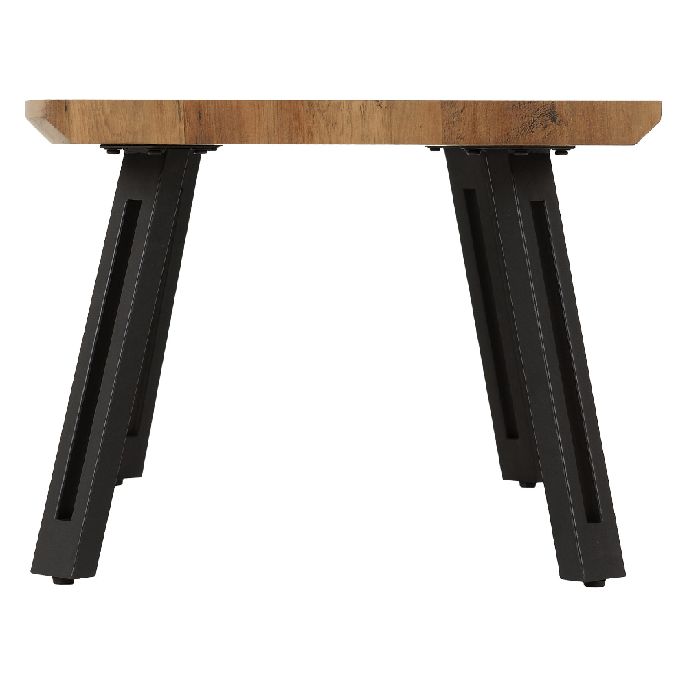 Qinson Wooden Coffee Table With Black Legs In Medium Oak
