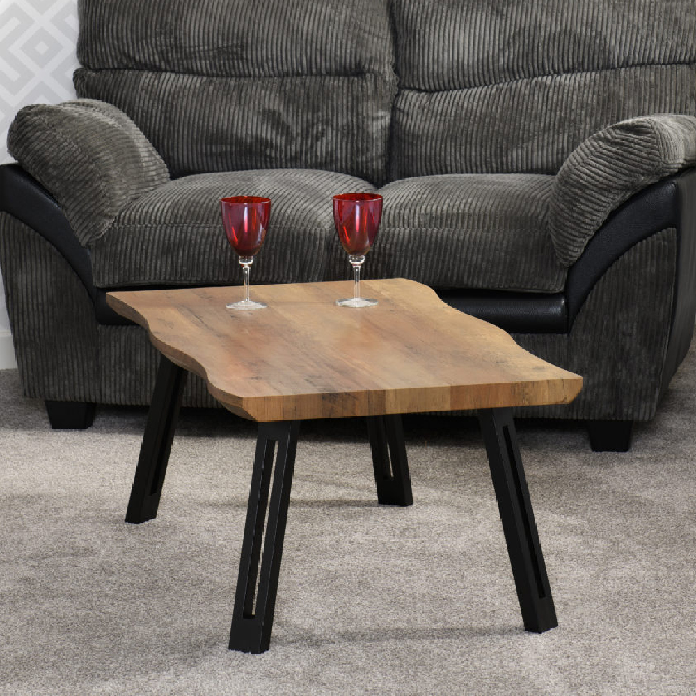Read more about Qinson wooden coffee table with black legs in medium oak