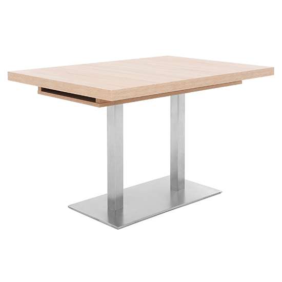 Quads Extending Dining Table In Sonoma Oak And Polished Steel_2
