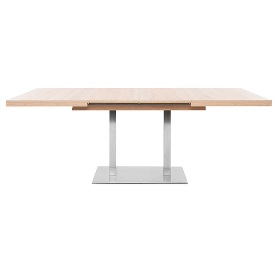 Quads Extending Dining Table In Sonoma Oak And Polished Steel_3
