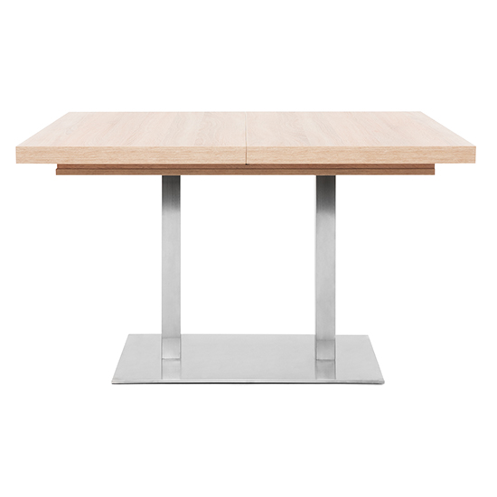 Quads Extending Dining Table In Sonoma Oak And Polished Steel_4