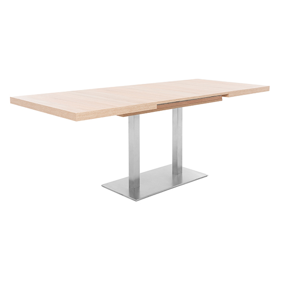 Quads Extending Dining Table In Sonoma Oak And Polished Steel_1