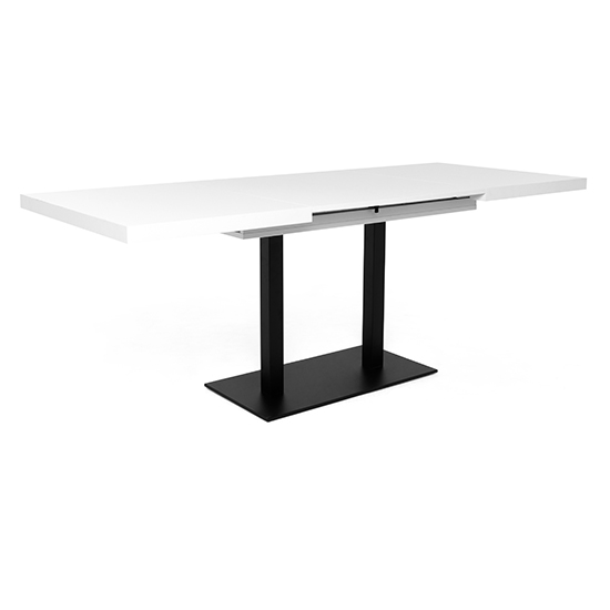 Quads Extending Wooden Dining Table In White And Black