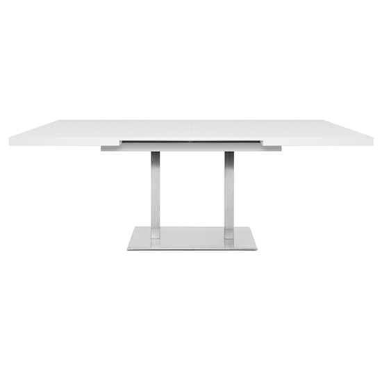 Quads Extending Dining Table In White And Polished Steel_3