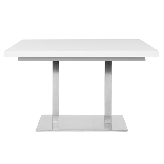 Quads Extending Dining Table In White And Polished Steel_4
