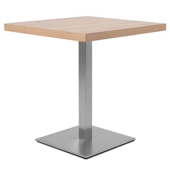 Quads Square Dining Table In Sonoma Oak And Polished Steel