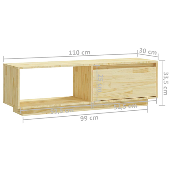 Quana Pinewood TV Stand With 1 Door 1 Shelf In Natural