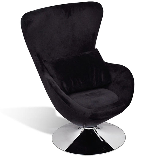 Quant Velvet Swivel Egg Lounge Chair In Black