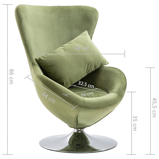 Quant Velvet Swivel Egg Lounge Chair In Light Green_4