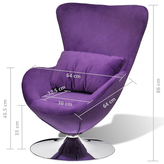 Quant Velvet Swivel Egg Lounge Chair In Purple_4