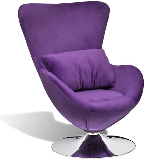 Quant Velvet Swivel Egg Lounge Chair In Purple