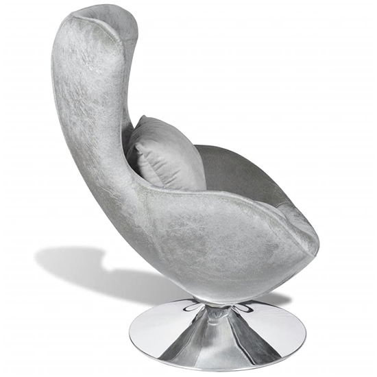 Quant Velvet Swivel Egg Lounge Chair In Silver_3