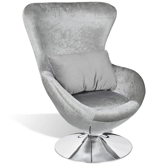 Quant Velvet Swivel Egg Lounge Chair In Silver