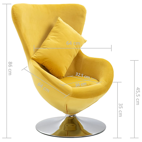 Quant Velvet Swivel Egg Lounge Chair In Yellow_4