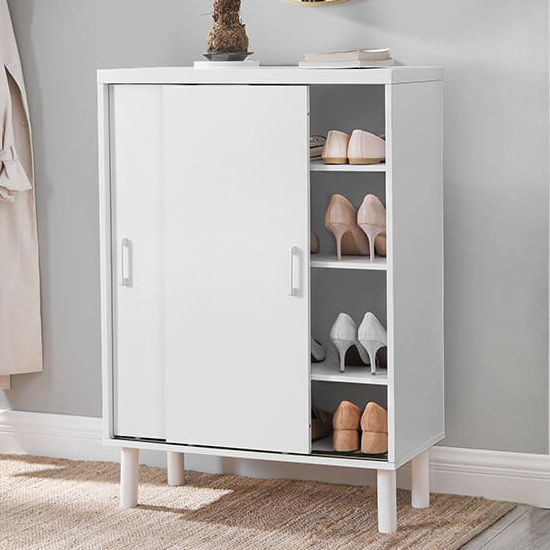 Quapaw 2 Sliding Doors Shoe Storage In White Sale
