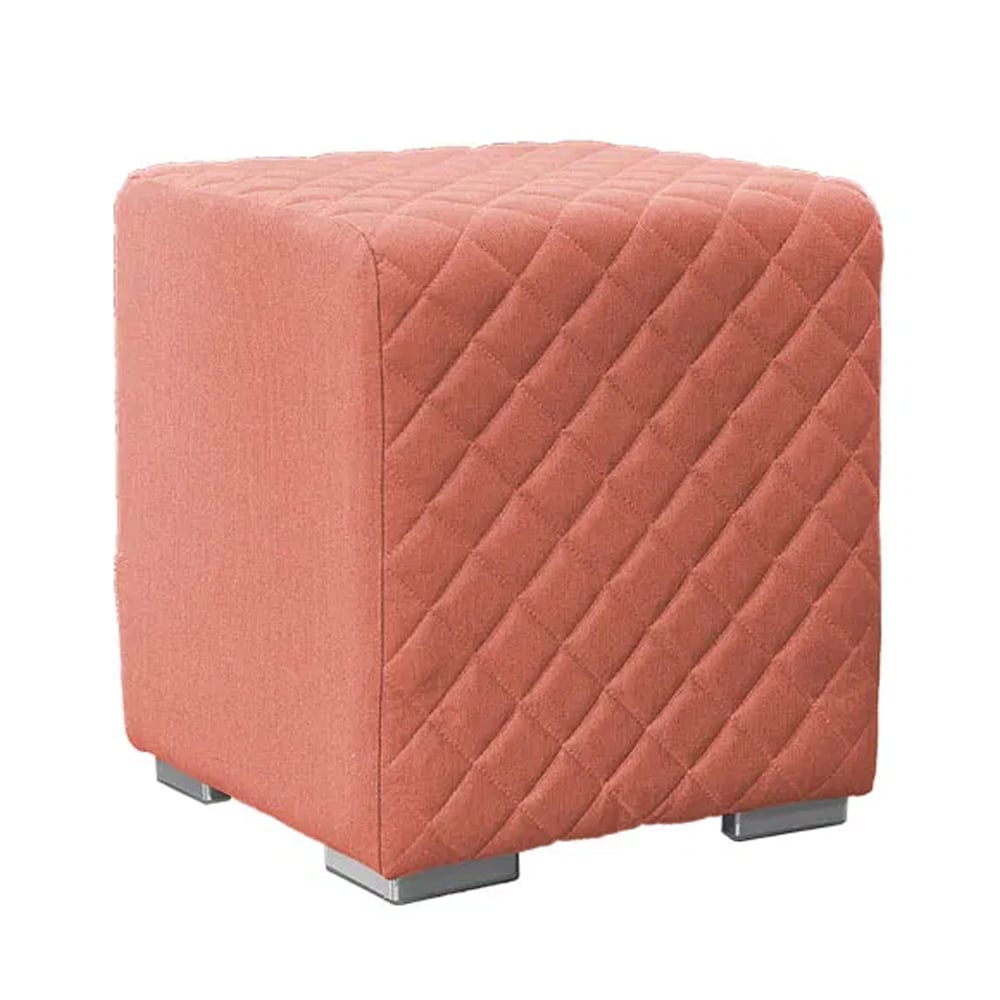 Quapaw Fabric Square Pouffe In Orange Natte