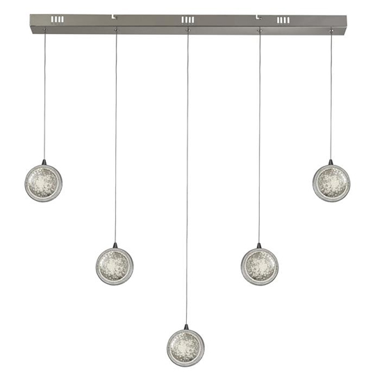 Quartz 5 Lights Bubble Glass Bar Ceiling Pendant Light In Chrome