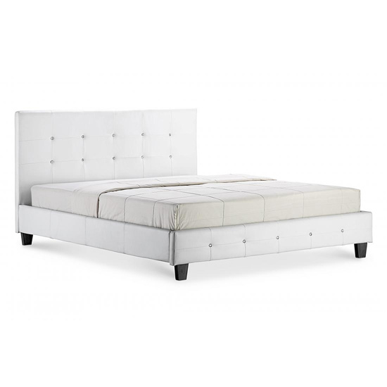 Quartz Faux Leather King Size Bed In White Furniture in Fashion
