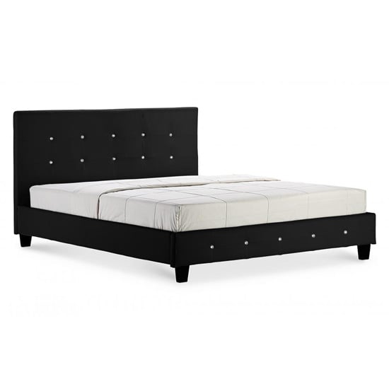 Product photograph of Qiana Faux Leather Single Bed In Black from Furniture in Fashion