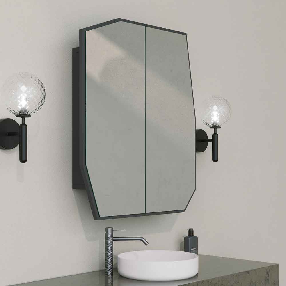 Quartz Wooden Bathroom Mirror Cabinet in Black