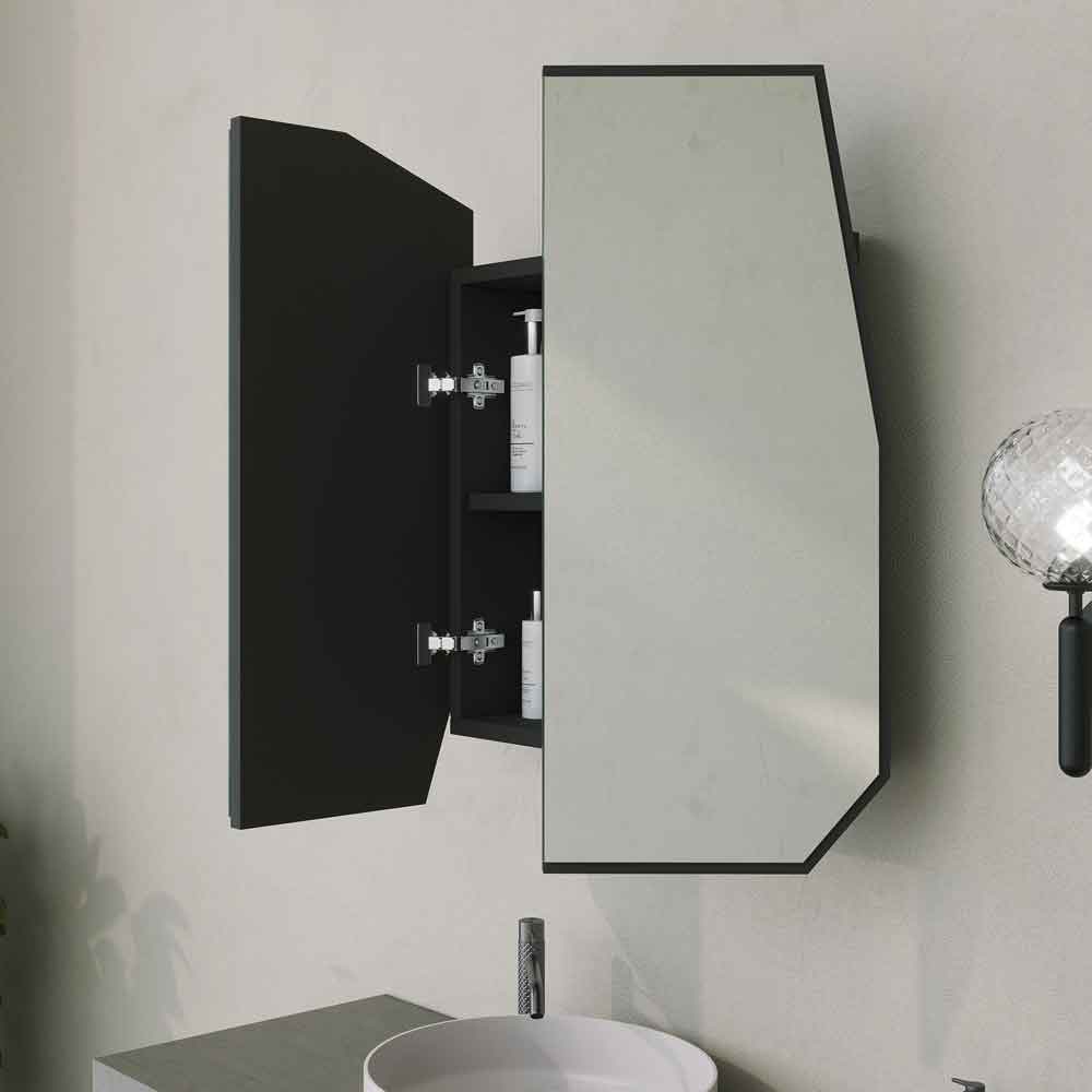 Quartz Wooden Bathroom Mirror Cabinet in Black